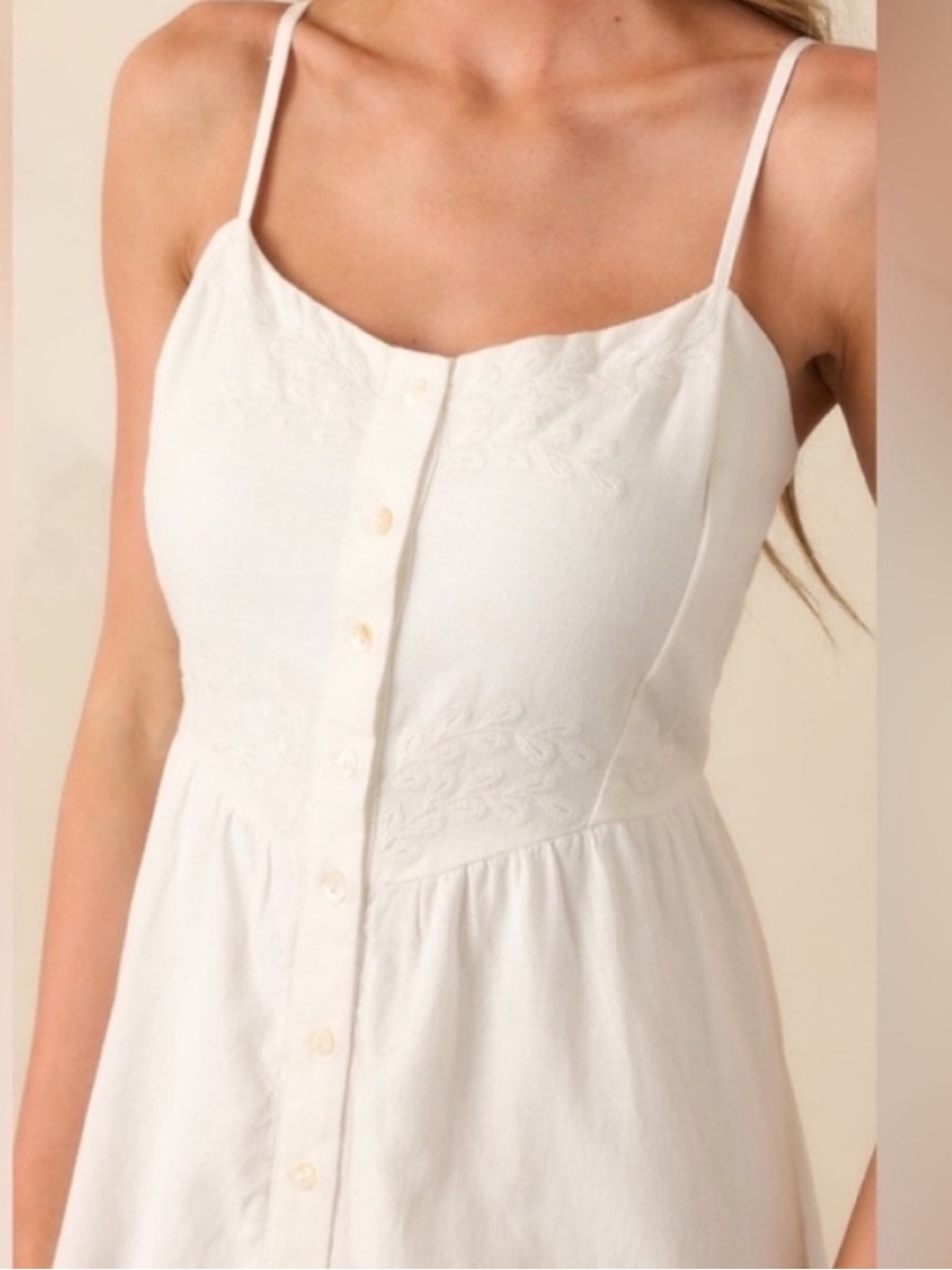 The Z Supply White Citadelle Embroidered Linen Maxi Dress - Picture 6 of 11